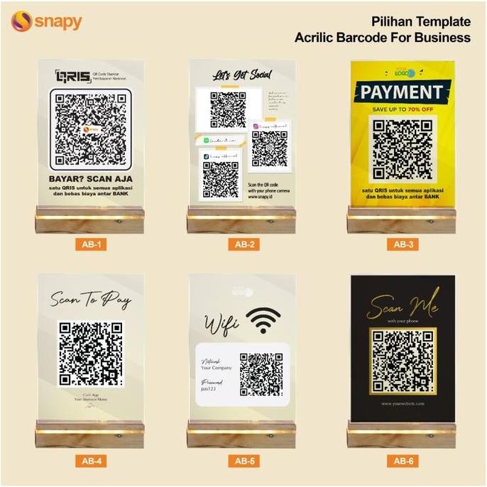 QR STAND / STANDING CUSTOM QR CODE MEJA KAFE / QRIS / KASIR AKRILIK