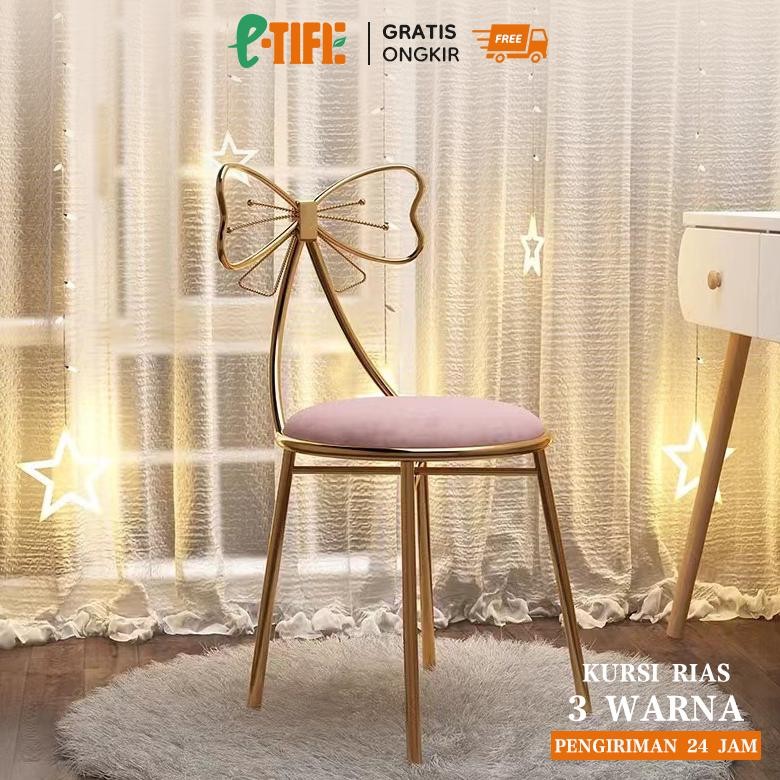 DIJAMIN EMPUK E-TIFE Kursi Rias Minimalis / Kursi Estetik / Kursi Meja Rias / Kursi Makeup / Dressin