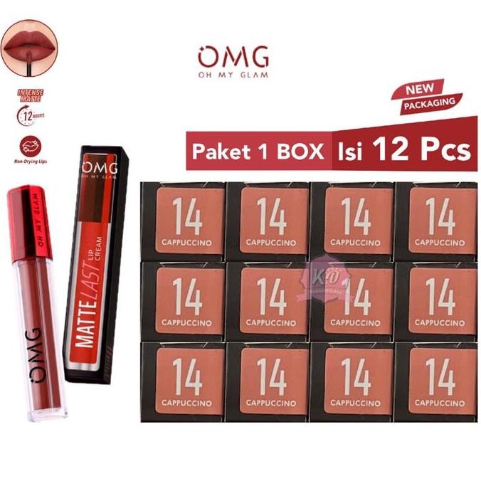 [Promo Diskon] 1 Box Omg Oh My Glam Mattelast Lip Cream / Lipstick Paket 1 Box Isi 12 Pcs | Tahan La