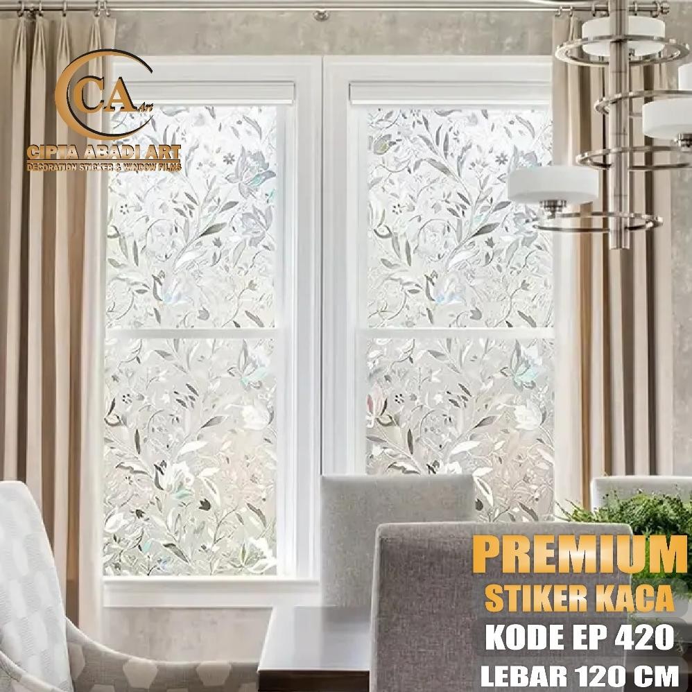 MURAH Stiker Kaca Jendela Rumah Motif Bunga Tulip Premium Tebal Ukuran L-122 Cm x 50Cm