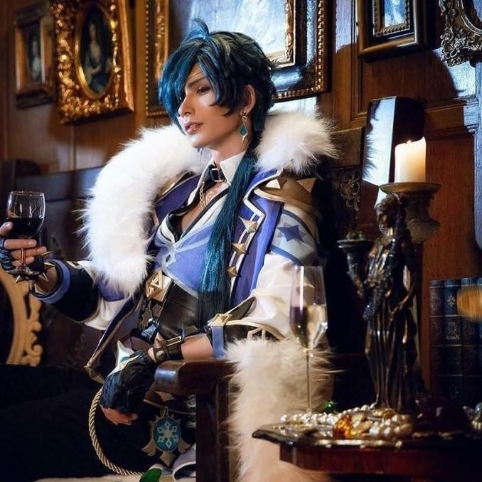 new Genshin Impact Cosplay Kaeya Wig biru Mlange Kaeya Wig