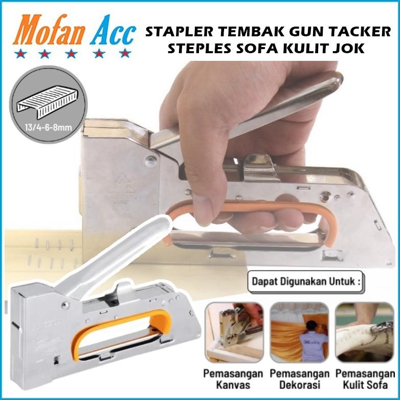 

Readyy!! Stapler Tembak / Gun Tacker 13/4-6-8mm Powerful Staples / Steples Cekrekan Stepler Pengokot Buku Kayu / Alat Jepret Pemasangan Sarung Sofa Jok Kulit Kendaraan Motor Dekorasi Canvas Kain Wallpaper