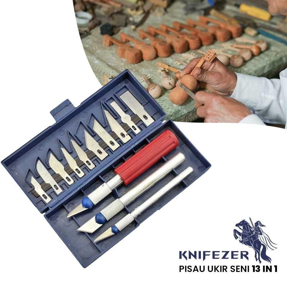 

Readyy!! TD-A101 KNIFEZER Set Pisau Ukir Seni 13 in 1 Crafting Knife 3 Handle - A-003