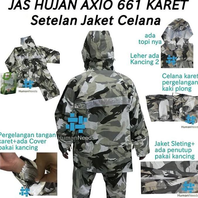 Jas hujan axio rubber/raincoat axio karet/mantel hujan axio elastis
