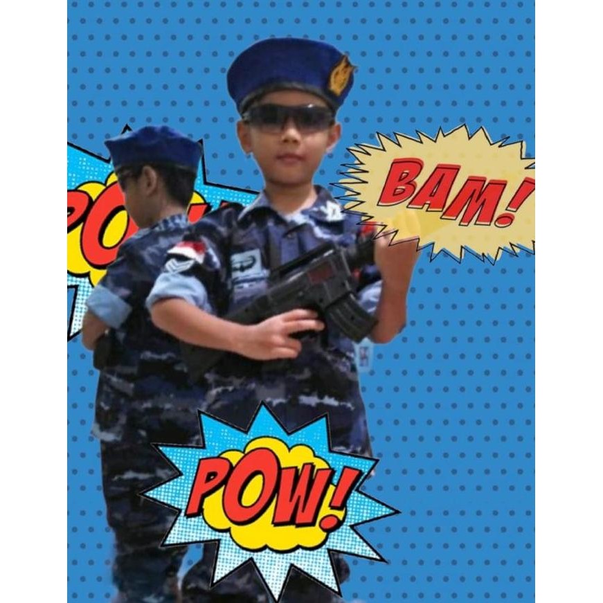 NEW  Baju Loreng TNI AU Bonus senapan serbu Kostum Loreng TNI AU anak