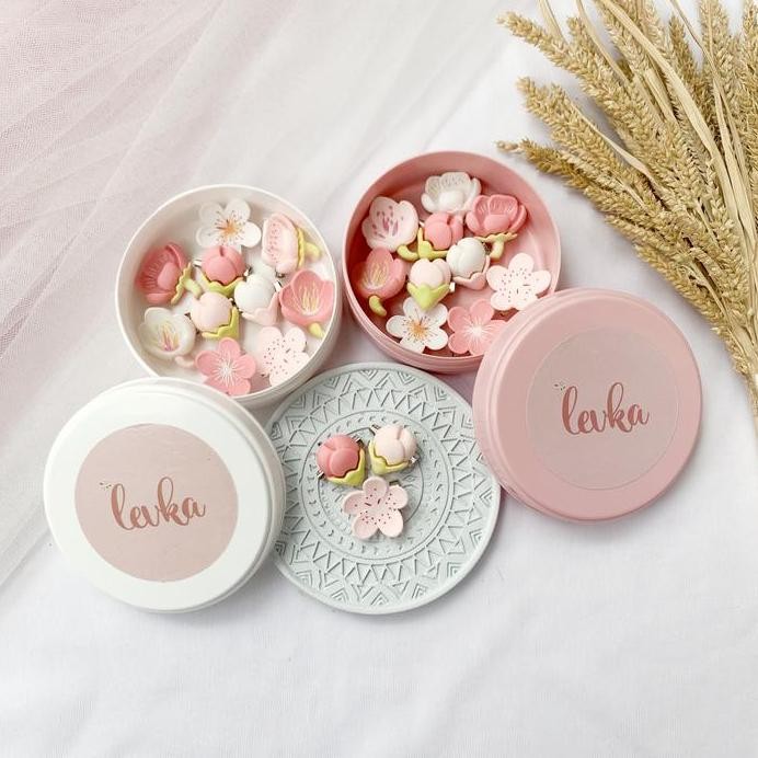 Baru  PAKET MINI BROS CLAY BUNGA SAKURA AESTHETIC LUCU TOPLES ISI 10PCS Clips jepitan  kerudung