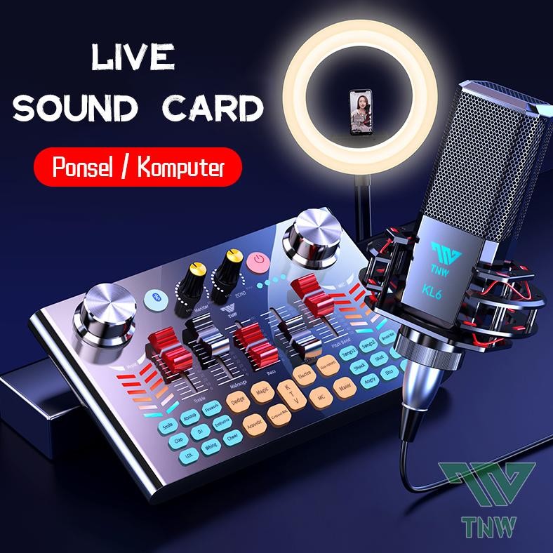 Terlaris Tnw-V18 Sound Card Bluetooth Live Soundcard V18 Soundcard Audio Live Mixer Untuk Live Strea