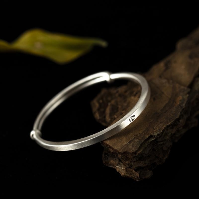 Pikiran Damai Lotus Perak Sterling Kuno S990Gelang Pria dan Wanita