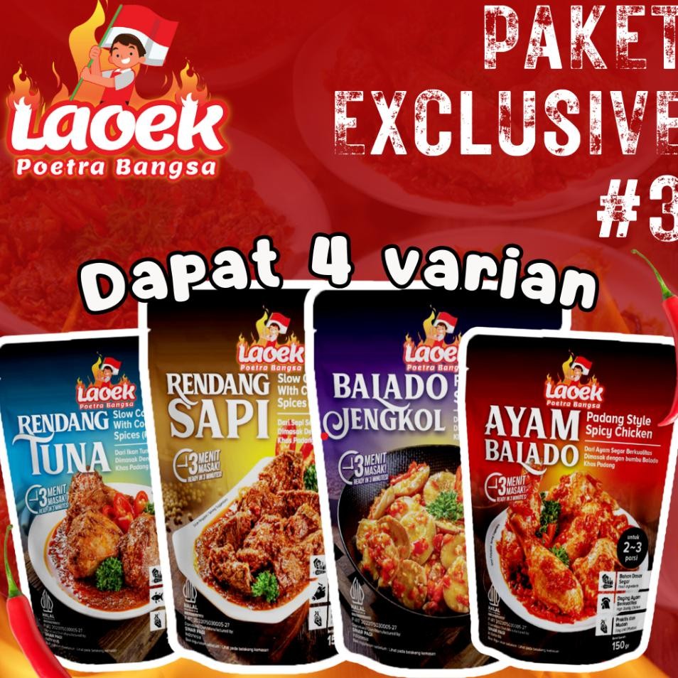 

Paket Exclusive 3 Rendang Tunarendang Sapi Balado Jengkol Ayam Balado Laoek Poetra Bangsa N