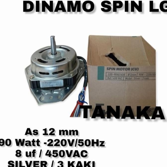 Original Dinamo Spin Mesin Cuci LG 90W As 12mm Kapasitor 8uF 14Kg