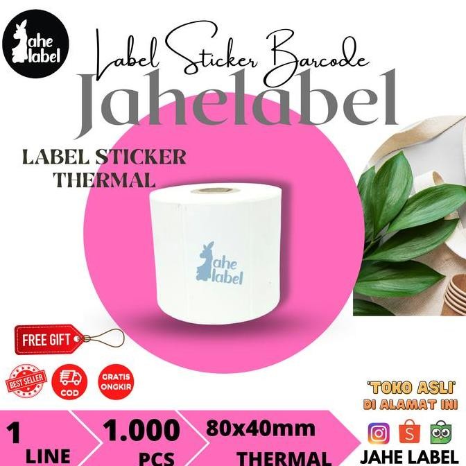 

Baru Label Stiker Thermal 80X40Mm Bare - 8X4Cm Isi 1000Pcs Barcode Printer