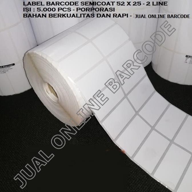 

Baru Label Semicoated 52X25Mm 2 Baris - Stiker Bare Isi 5000Pcs Core 1