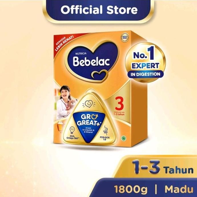 

terbaru bebelac 3 1800gr vanila madu susu formula bubuk anak usia 1 tahun+
