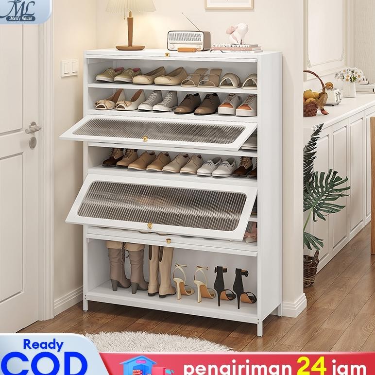 Rak Sepatu Besi Lemari Sepatu Transparan Rak Sepatu Rak Lemari Sepatu Susun Tertutup Aesthetic