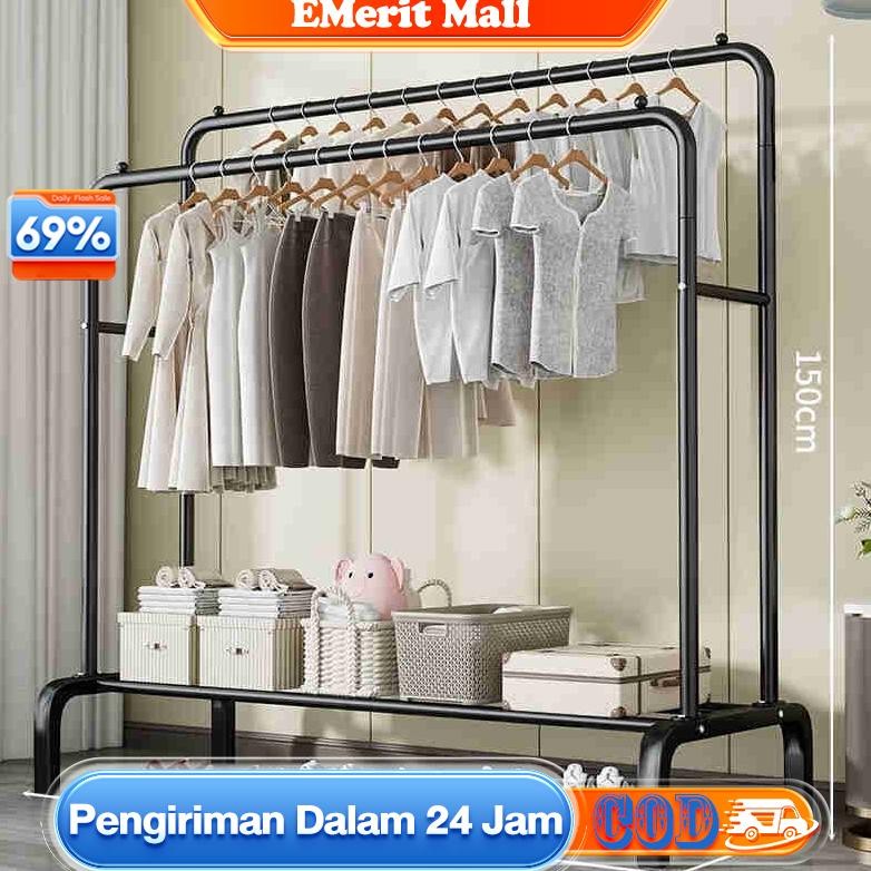Double Stand Hanger Gantungan Baju Berdiri Stand Hanger Butik Bazar Display Rak Gantungan Baju Aesth