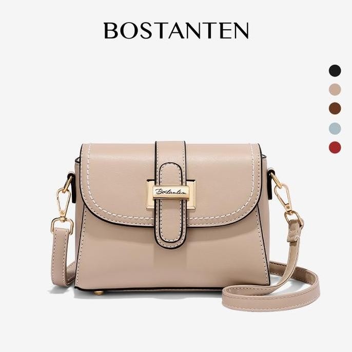 terbaru bostanten harley bag tas selempang wanita coklat putih kulit sintetis