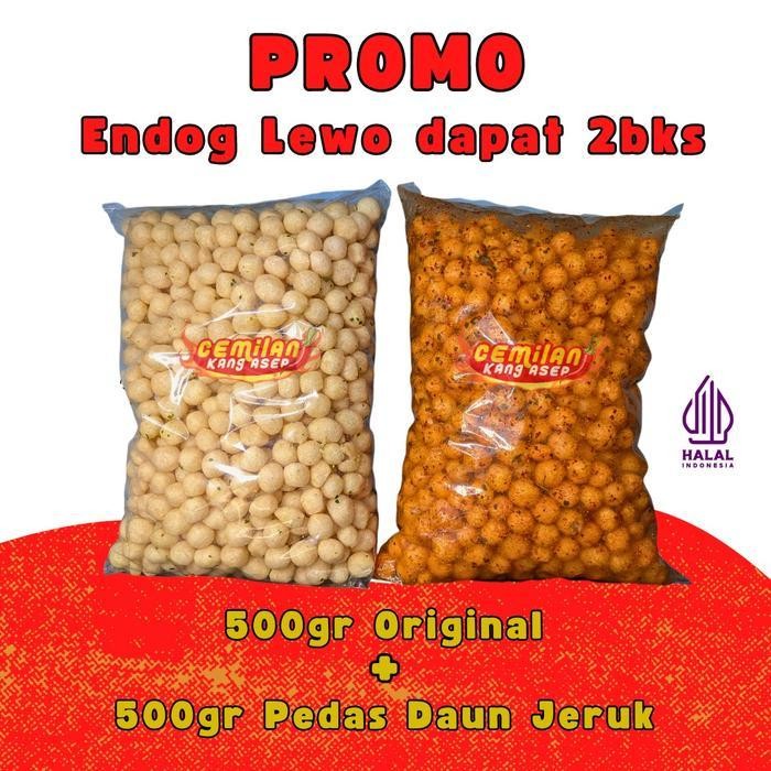 

SL (Best Seller) 1KG - Cimol Kering Endog lewo Bundling Pedas+Original Cemilan Kang Asep Food