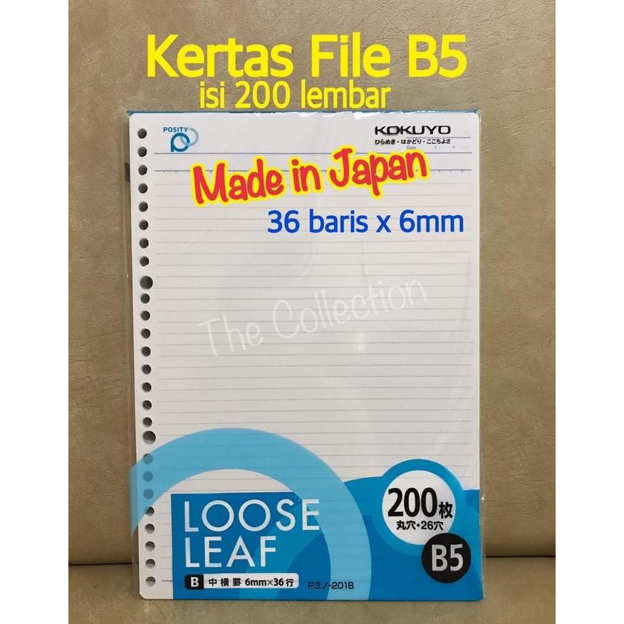 

NEW ATK0521KY JAPAN 200 lembar B5 Kertas File Refill Binder 262079 Loose
