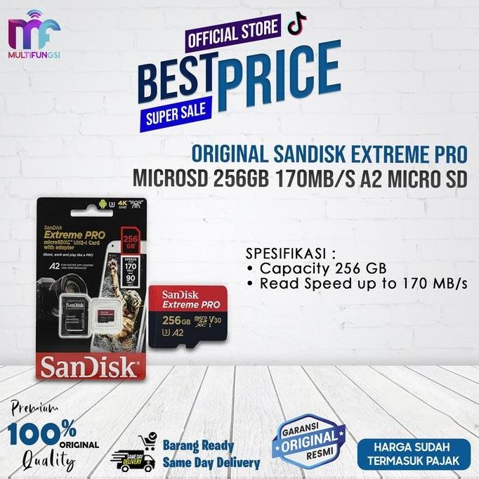 TERMURAH - ORIGINAL SANDISK EXTREME PRO MICROSD 256GB 170MB/S A2 MICRO SD