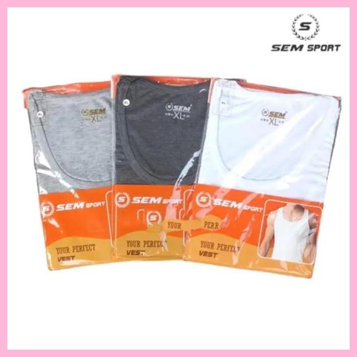 Original 1 Pcs Koas Dalam Singlet Sem Sport - Kaos Dalam / Kutang Polos Pria - Variasi 3 Warna