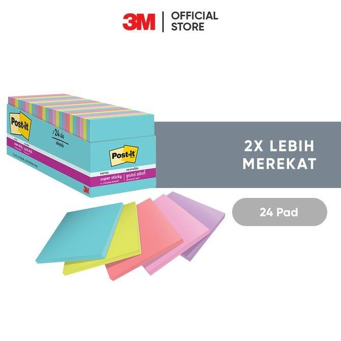 

TERBARU - 3M Post-it Super Sticky Notes Supernova Neons, 654-24SSMIA