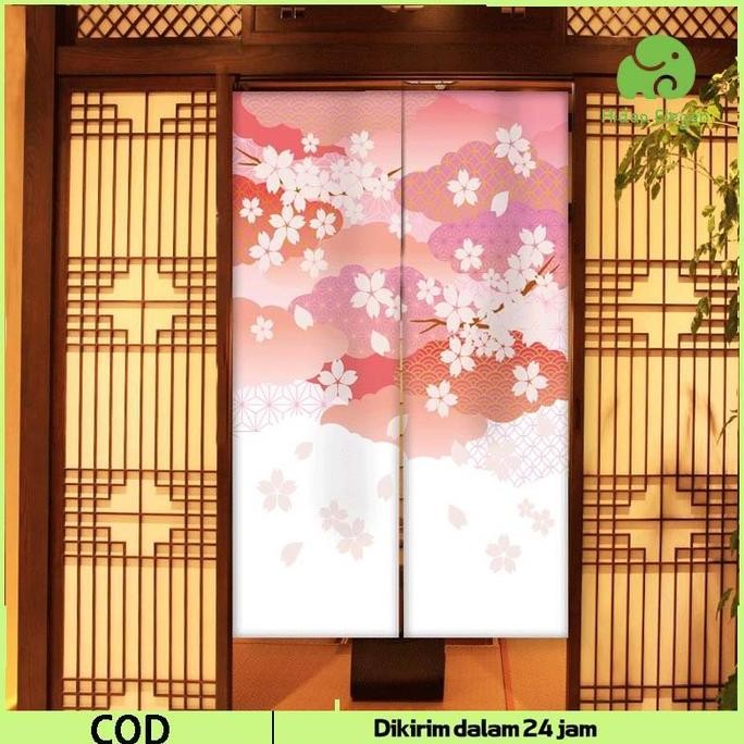 Gorden Pintu Jendela Tirai Setengah Tirai Aplikasi Multi-Skenario Tirai Pintu Dapur Jepang Tirai Set