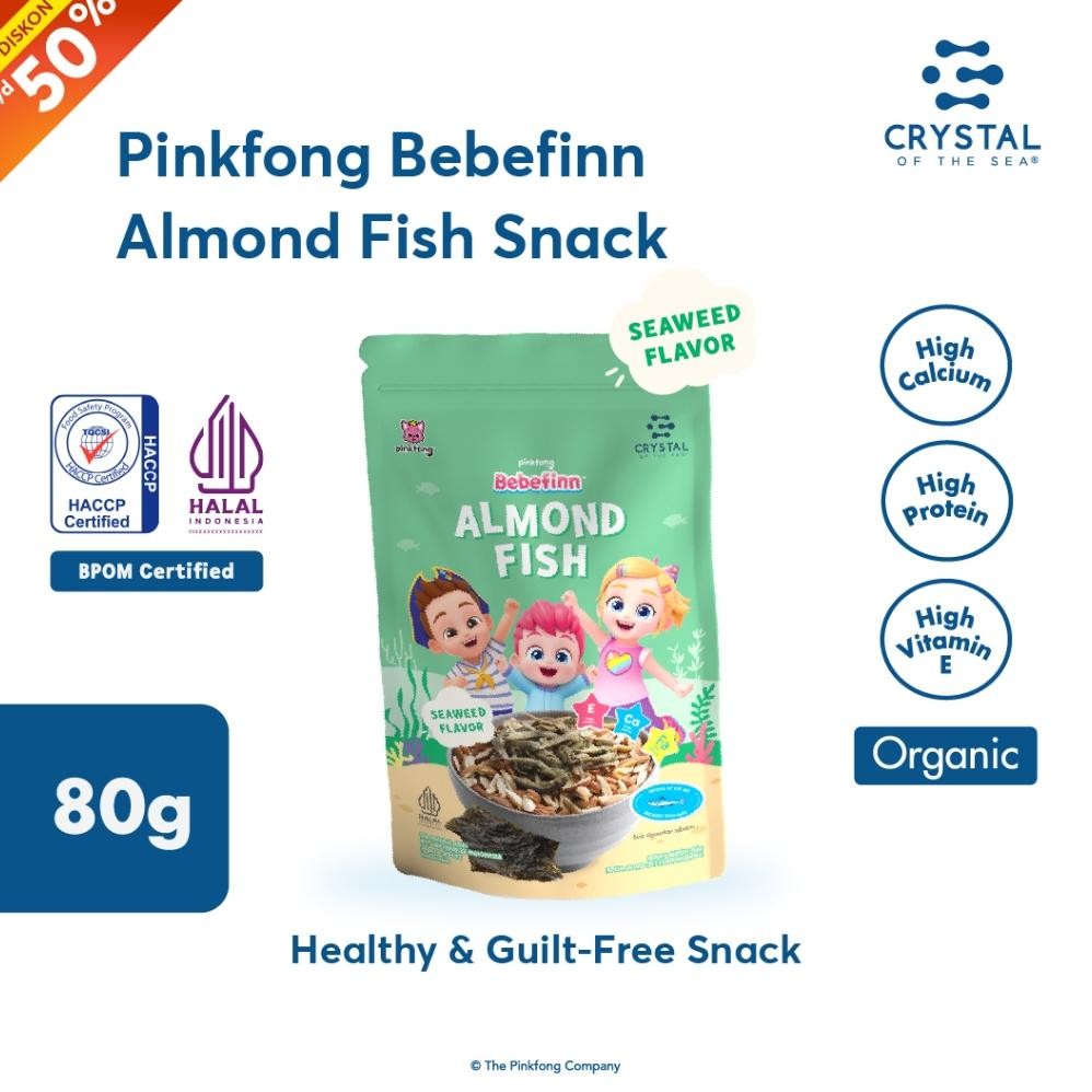 

Crystal of the Sea | Pinkfong Bebinn Almond Fish Snack Seaweed 80gr / Ikan Teri Jengki Kacang Alamond Premium Rasa Seaweed
