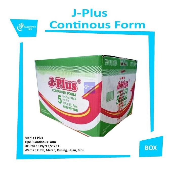 

TERBARU - Jplus - Continous Form 5 Ply 9 1/2 x 11 Ncr Kerta Komputer