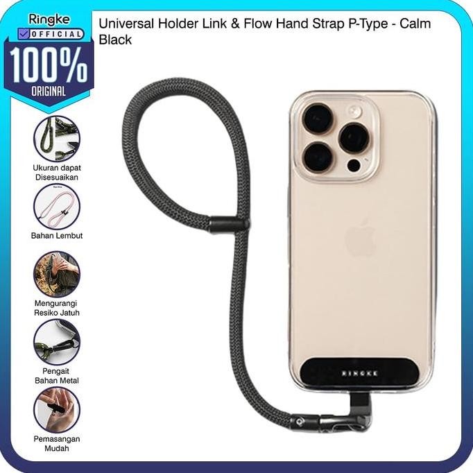 

Ringke Holder Link & Flow Hand Strap P-Type Calm Black Strap Handphone Tali Pengikat Gantungan Pengait Lanyard Hp Gantungan Kunci Tas Kamera Usb Kartu Nama