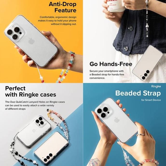 

Ringke Beaded Strap - Gemstone Monotone Wrist Starp Lanyard Tali Hp