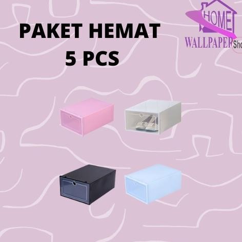 Paket Hemat Box Sepatu 5 Pcs Box Sepatu Transparan Tebal HWS