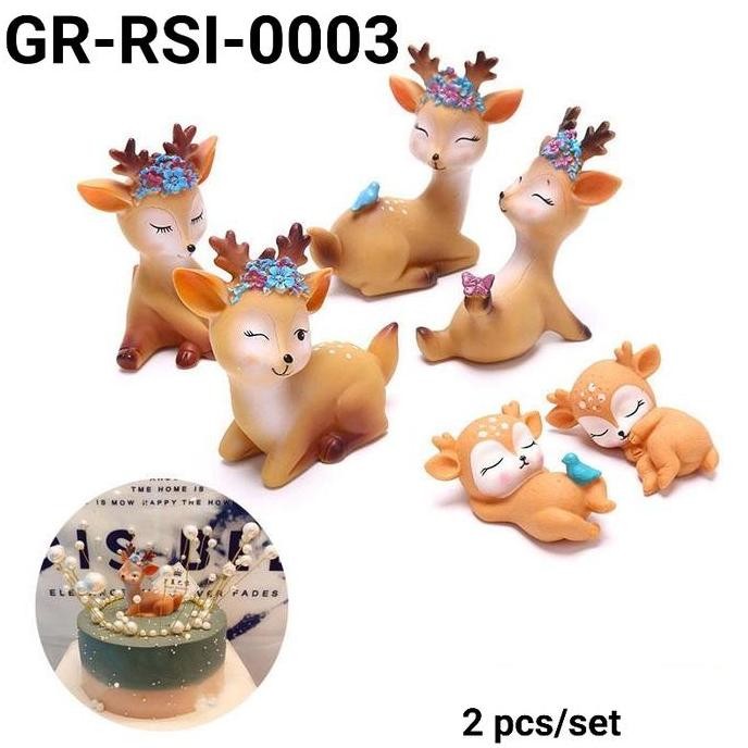 (:(:(:(] GR-RSI-0003 Cake topper hiasan kue figurine binatang deer rusa