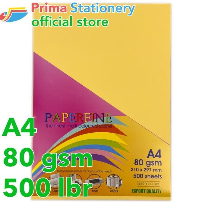 

Paperfine Kertas HVS Warna A4 IT 160 Yellow Rim isi 500 lbr [TC]