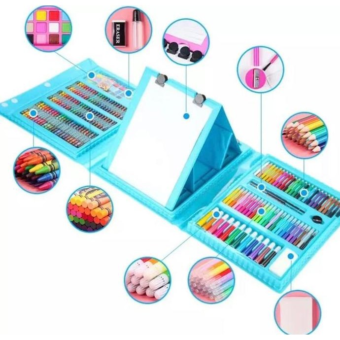 

Art Full Set Crayon 208 pcs / Krayon Alat Lukis Anak Pensil Warna Cat Air Perlengkapan Mewarnai Set 150 pcs Board Markers Paper Pastels KS