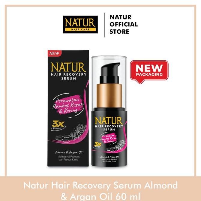Terbaru Natur Hair Recovery Serum Almond & Argan Oil 60Ml Serum Melembabkan Rambut Kering Shopee