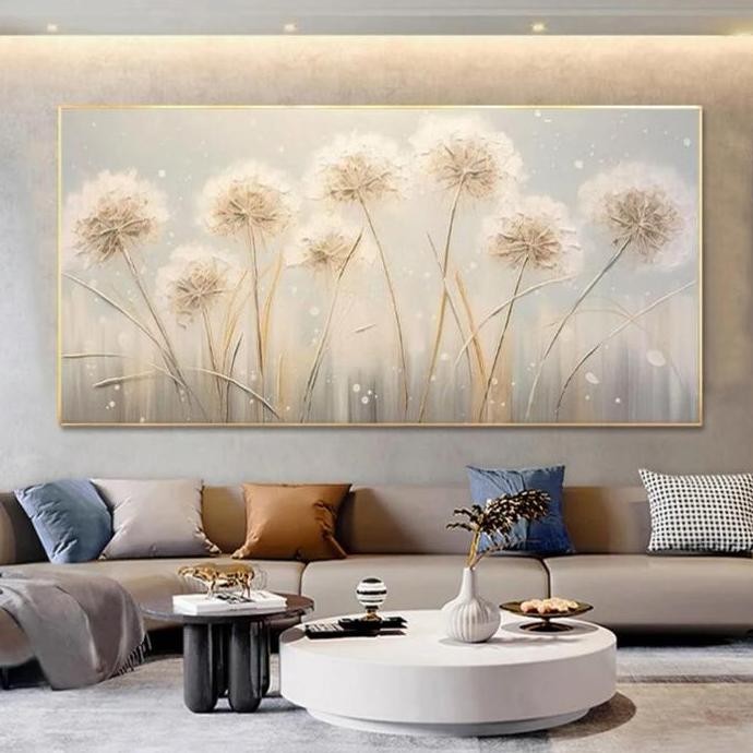 Lukisan Dinding Abstrak Tekstur Modern Bunga Dandelion Untuk Hiasan Dinding Include Frame Lukisan Pa