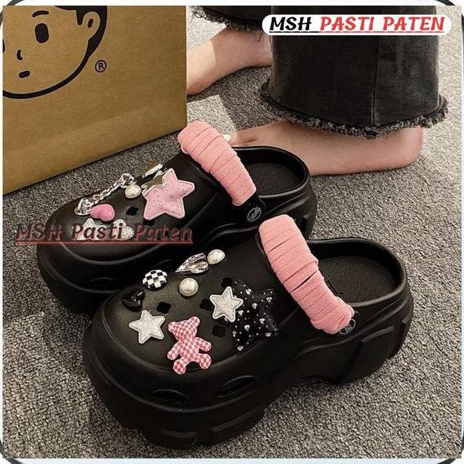 Sandal Clog Baim Wanita Terbaru Tinggi 7 Cm Karet Sendal