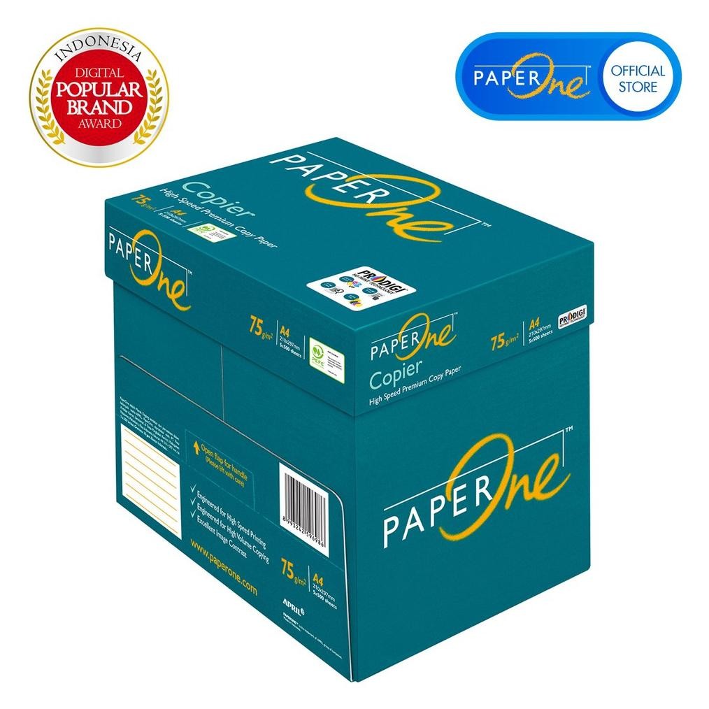 

PaperOne Kertas A4 75gr Copier 1 Box (2500 lembar) Kertas HVS A4 Kertas Fotocopy