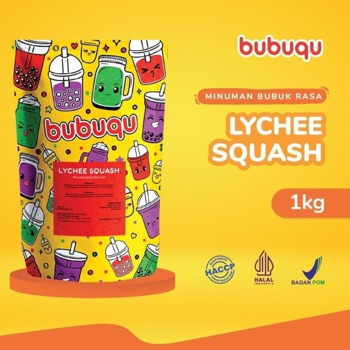 

baru bubuqu lychee squash powder drink 1kg - bubuk minuman rasa leci premium