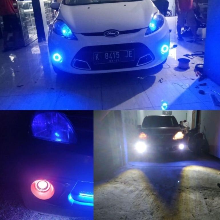 LAMPU FOGLAMP MOBIL LED 89MM PROJIE TEMBAK KABUT ANGEL EYE VARIASI 89 MM 3,5 INCH 2 MODE FUNGSI VIOS