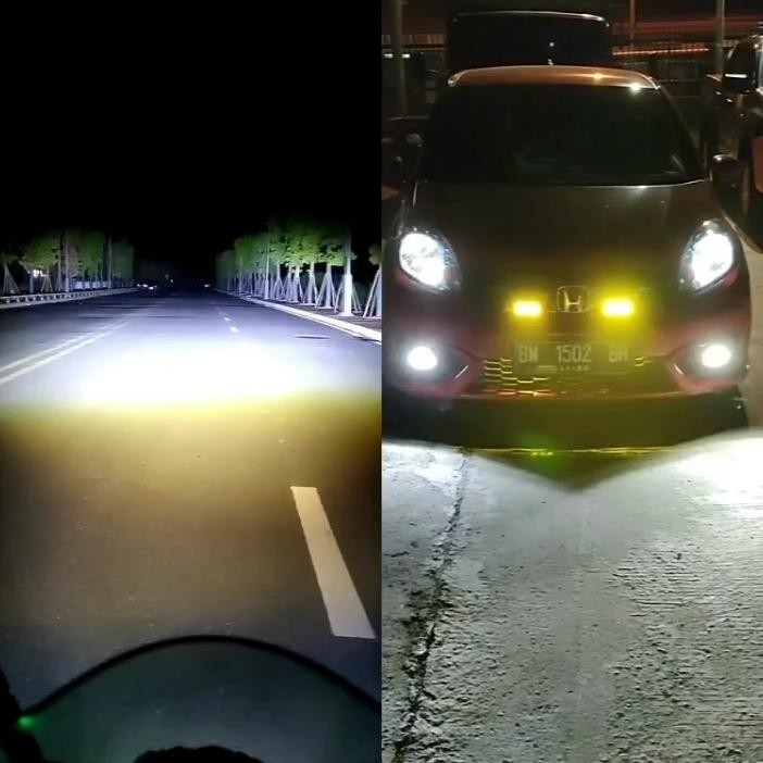 LAMPU TEMBAK LASER FOGLAMP SQL 6 MATA LAMPU TEMBAK LED 6 MATA MOTOR MOBIL 2 WARNA Putih Kuning SUPER