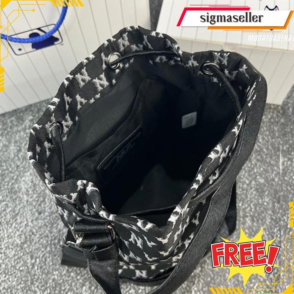 Mlb Ny Jacquard Monogram Bucket Bag Slingbag / Bucketbag / Tas Serut / Tas Wanita / Tas Korea / Tas 