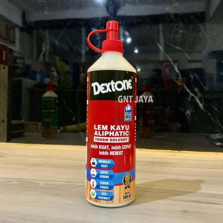 

lem kayu DEXTONE aliphatic WRG 500gr water resistant glue B3/D3 crosslink tahan air solvent interior exterior rekat kuat tahan lama cepat kering 500 gram gr merah hijau