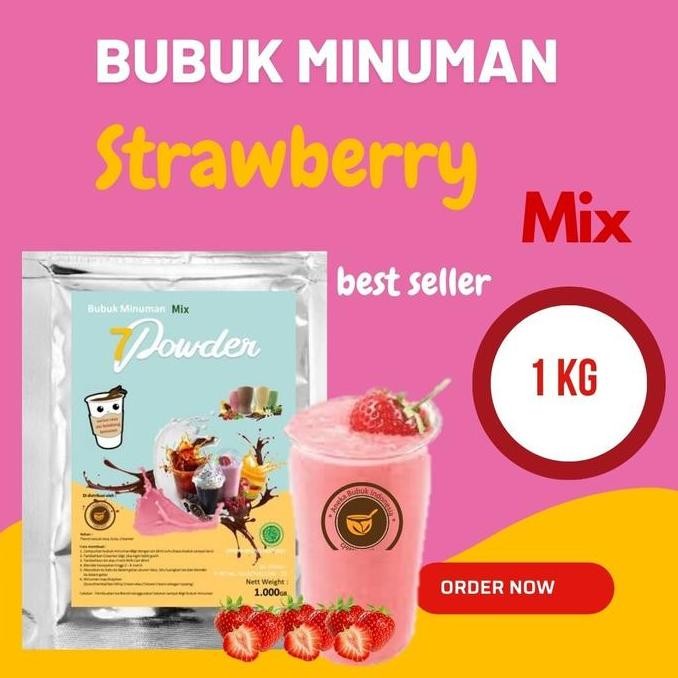 

baru bubuk minuman 7 powder strawberry 1 kg - serbuk minuman buah mix