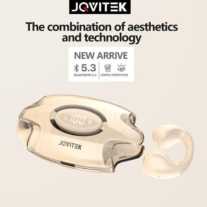 Jovitech Ep28 Ear Clip Tws Bluetooth Headset - Led Display, Baterai Tahan Lama, Sport & Music