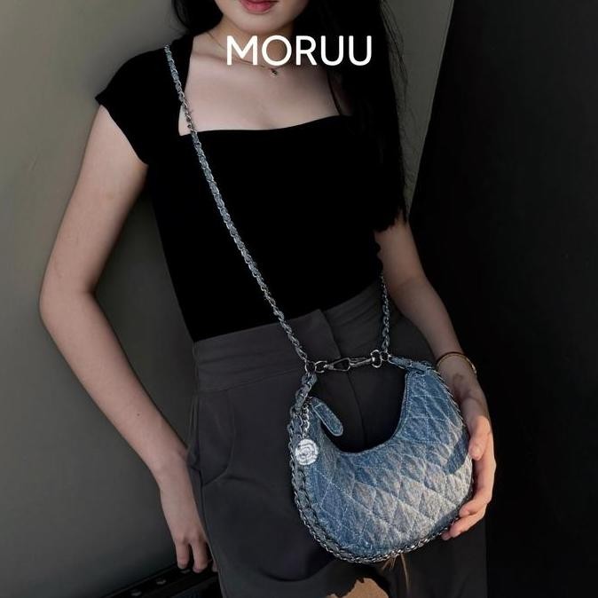 

Baru Moruu Cassie Bag - Tas Selempang Denim Wanita Simple Fashion Korean Look
