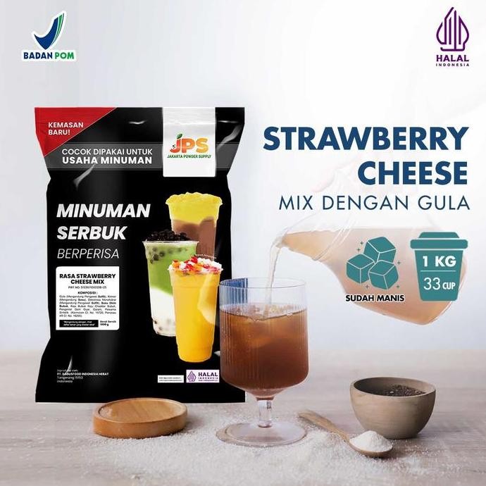 

baru bubuk minuman strawberry cheese 1kg - serbuk instan jps mix gula