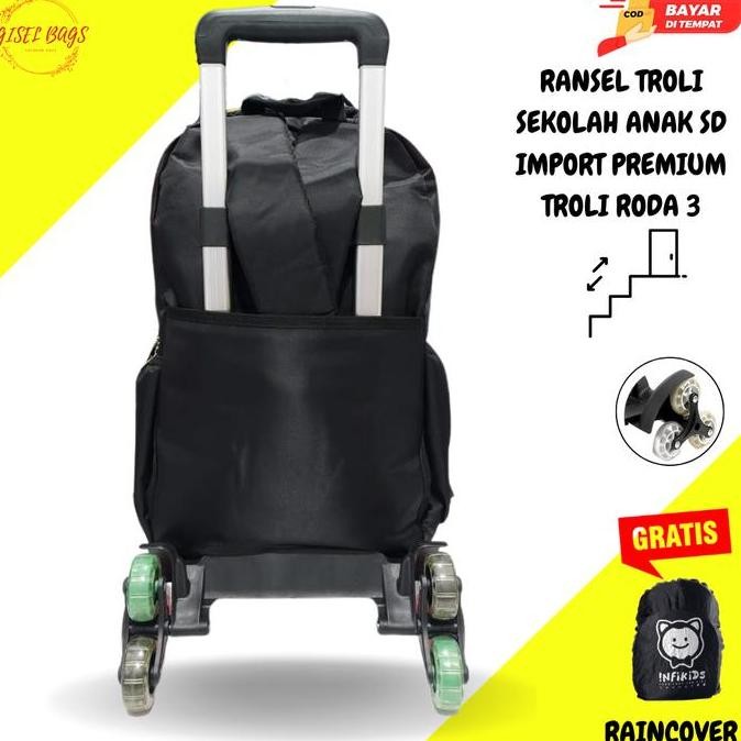 Tas Trolley Anak Laki Laki Sd Remaja Roda 3/Roda 6 Import Waterproof
