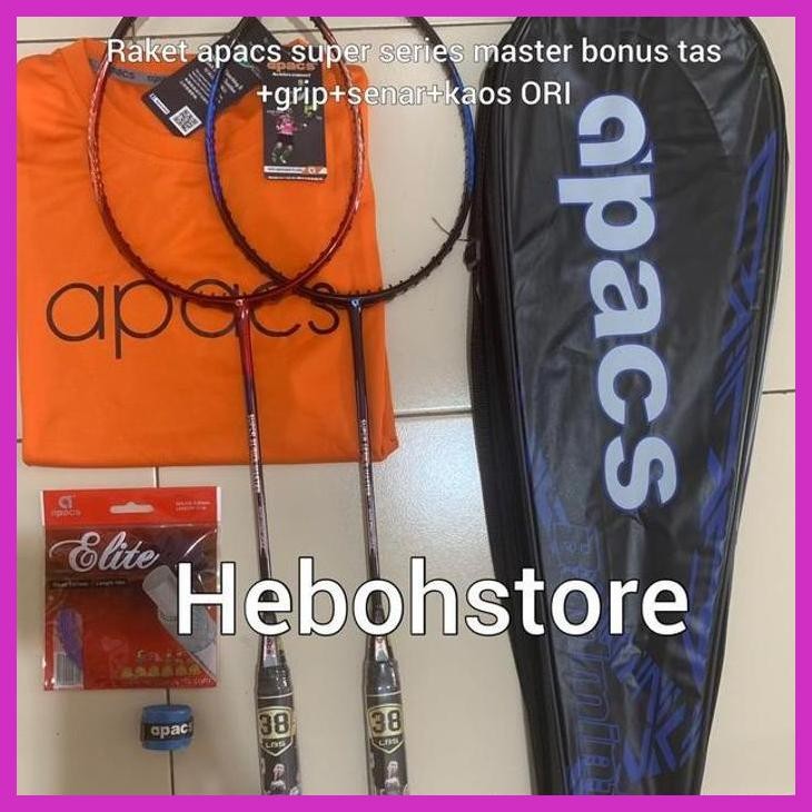 (OLAHRAGA) RAKET BADMINTON APACS SUPER SERIES MASTER KOMPLIT TAS +SENAR+GRIP+KAOS GOOD QUALITY
