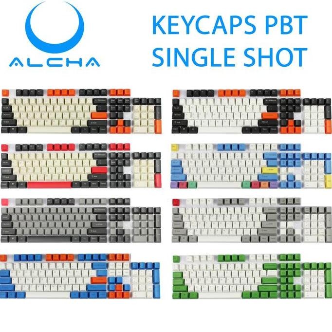 ALCHA KEYCAPS PBT SINGLE SHOT CARBON DOLCH RAINDROP CHALK EARL RED